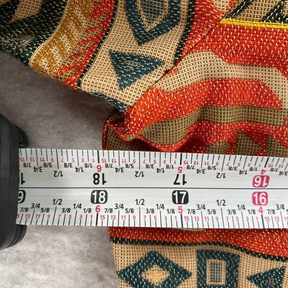 Chicos Jacket Womens Size XS Cropped Aztec Print Tan Red Green Metal Buttons - Picture 10 of 13